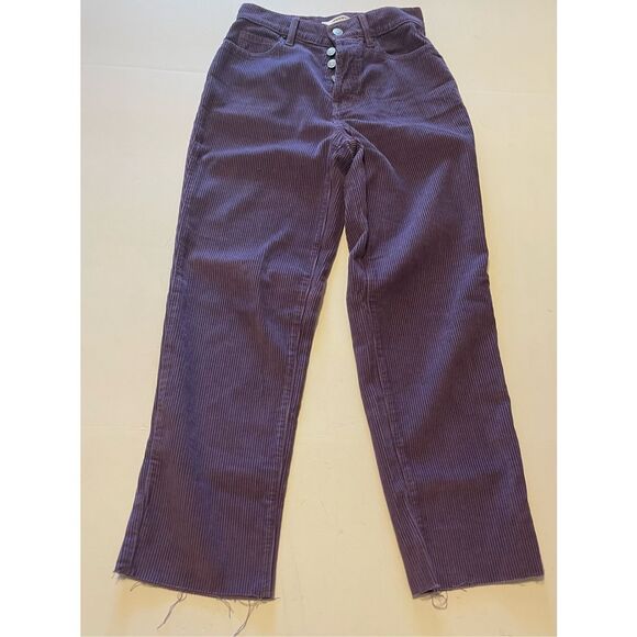 Pac Sun Pants Women's Lavender Corduroys Button Fly Raw Hem Size 23 A48 - Picture 1 of 9